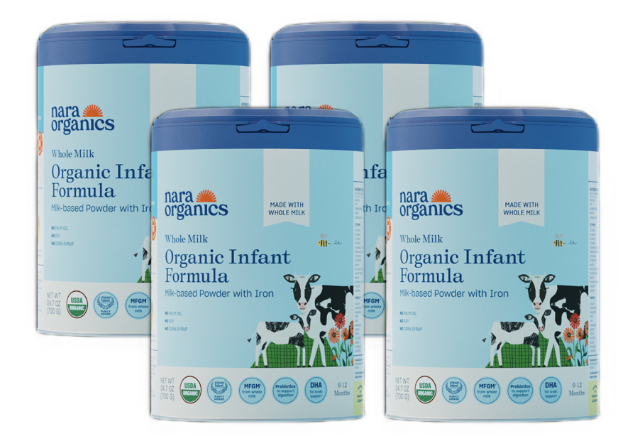 4 cans of Nara Organics 700g Organic Infant Formula